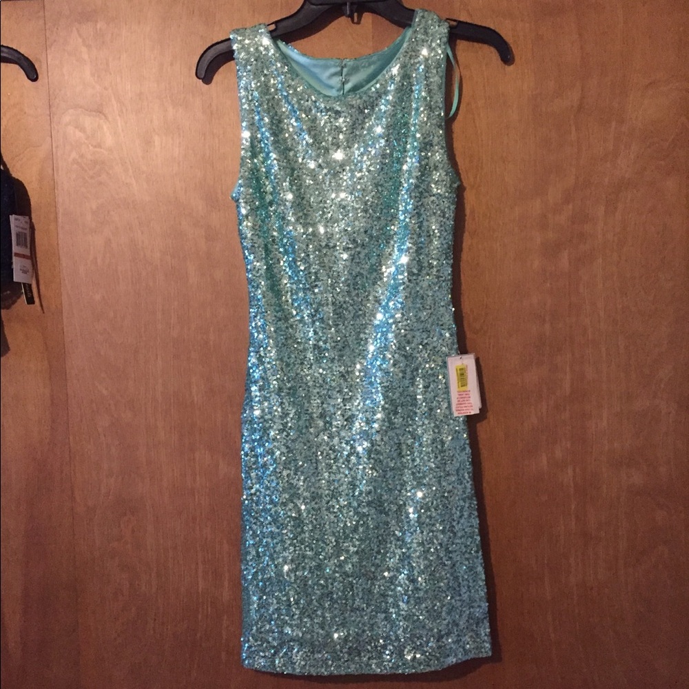 Blue sequin formal dress